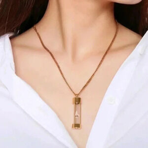 Memorial Hourglass Waterproof Stainless Steel Necklace NWT
